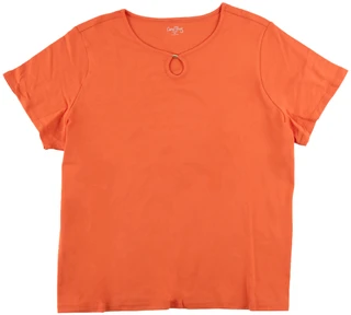 Thumbnail 1: Coral Bay Plus Short Sleeve Hardware Keyhole Neck Top 