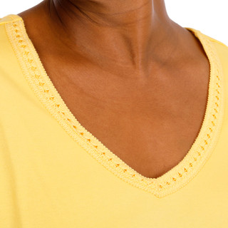 Thumbnail 2: Coral Bay Plus Short Sleeve Crochet Trim V-Neck Top 