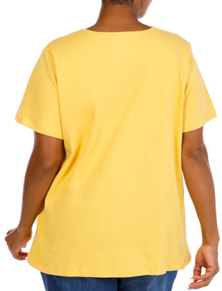Thumbnail 3: Coral Bay Plus Short Sleeve Crochet Trim V-Neck Top 