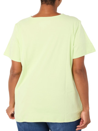 Thumbnail 2: Coral Bay Plus Short Sleeve Crochet Trim V-Neck Top 