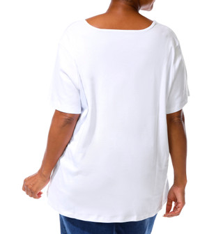 Thumbnail 2: Coral Bay Plus Short Sleeve Crochet Trim V-Neck Top 
