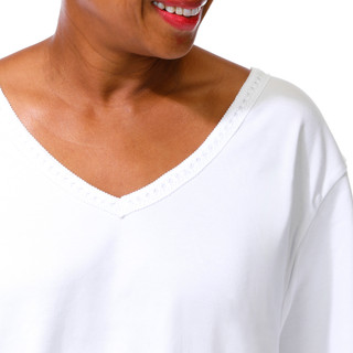 Thumbnail 4: Coral Bay Plus Short Sleeve Crochet Trim V-Neck Top 