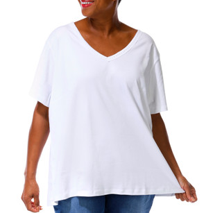 Thumbnail 1: Coral Bay Plus Short Sleeve Crochet Trim V-Neck Top 