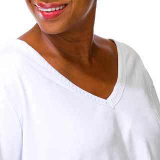 Thumbnail 5: Coral Bay Plus Short Sleeve Crochet Trim V-Neck Top 