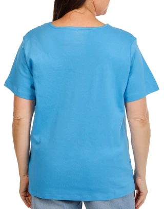 Thumbnail 2: Coral Bay Plus Short Sleeve Crochet Trim V-Neck Top 