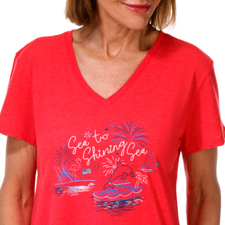 Thumbnail 2: REEL LEGENDS Women's Short Sleeve V Neck Graphic Tee 