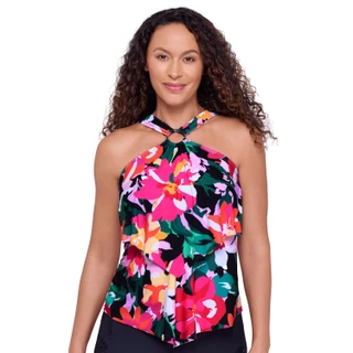 Thumbnail 1: American Beach Women's Layered Halter Tankini Swim Top 