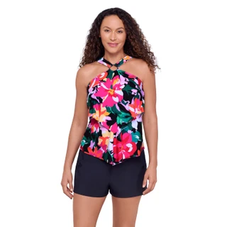 Thumbnail 3: American Beach Women's Layered Halter Tankini Swim Top 