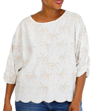 Thumbnail 1: Democracy Plus Palm Tree Eyetlet Top 