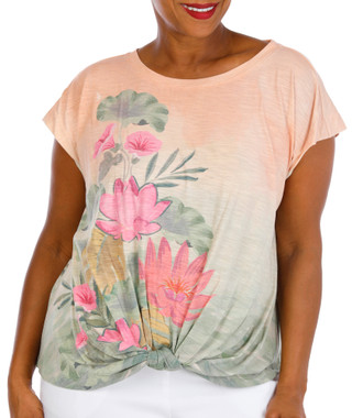 Thumbnail 2: Democracy Plus Short Sleeve Floral Knot Top 