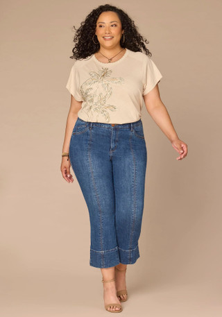 Thumbnail 2: Democracy Plus Short Sleeve Embroidered Palm Tree Top 