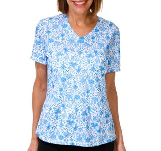 Thumbnail 1: REEL LEGENDS Women's Short Sleeve Freeline V Neck Top 