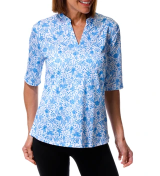 Thumbnail 1: REEL LEGENDS Women's Short Sleeve Freeline Split Neck Top 