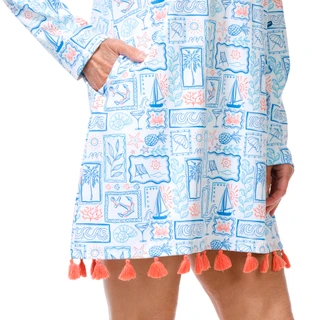 Thumbnail 5: REEL LEGENDS Women's Long Sleeve BeachPro Split Neck Dress 
