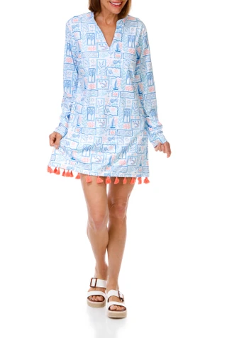 Thumbnail 1: REEL LEGENDS Women's Long Sleeve BeachPro Split Neck Dress 