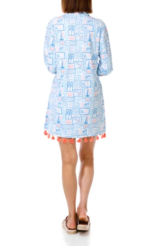Thumbnail 6: REEL LEGENDS Women's Long Sleeve BeachPro Split Neck Dress 