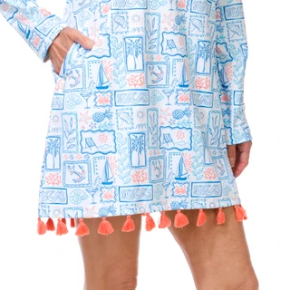 Thumbnail 8: REEL LEGENDS Women's Long Sleeve BeachPro Split Neck Dress 