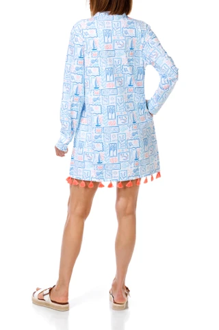 Thumbnail 10: REEL LEGENDS Women's Long Sleeve BeachPro Split Neck Dress 