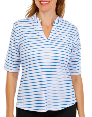 Thumbnail 1: REEL LEGENDS Petite Short Sleeve Freeline Split Neck Top 