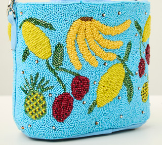 Thumbnail 2: AMERICA AND BEYOND Lush Fruit Beaded Bucket Handbag 