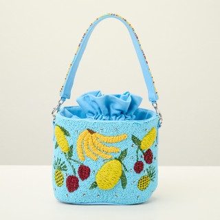 Thumbnail 3: AMERICA AND BEYOND Lush Fruit Beaded Bucket Handbag 