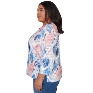 Thumbnail 2: Alfred Dunner Plus 3Q Sleeve Aztec Diamond Top 