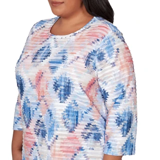 Thumbnail 4: Alfred Dunner Plus 3Q Sleeve Aztec Diamond Top 