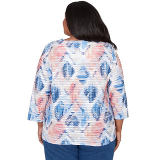 Thumbnail 5: Alfred Dunner Plus 3Q Sleeve Aztec Diamond Top 