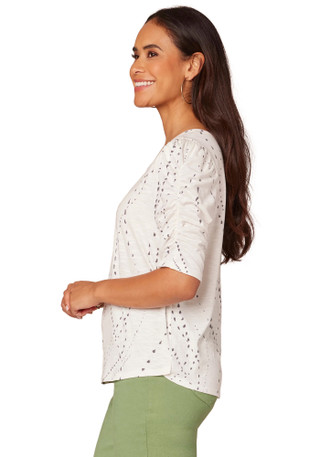 Thumbnail 2: Democracy Petite Elbow Ruched Sleeve Print Top 