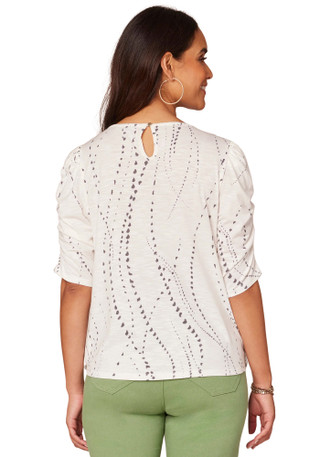 Thumbnail 4: Democracy Petite Elbow Ruched Sleeve Print Top 