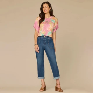 Thumbnail 4: Democracy Petite Short Sleeve Print Top 