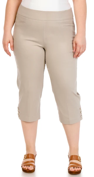 Thumbnail 1: Coral Bay Plus Pearl Hem Capris 