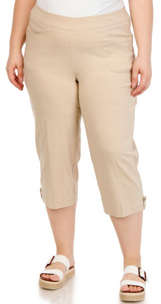 Thumbnail 1: Coral Bay Plus Gold Shell Hem Capris 
