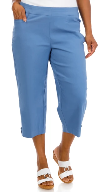 Thumbnail 1: Coral Bay Plus Gold Shell Hem Capris 