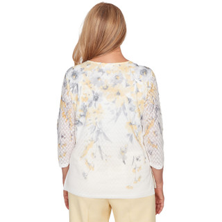 Thumbnail 5: Alfred Dunner Womens Textured Floral Crew Neck Top 