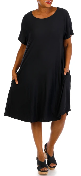 Thumbnail 1: HARLOW & ROSE Plus Short Sleeve Swing Dress 