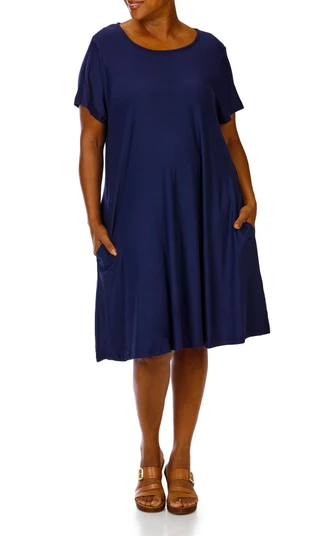 Thumbnail 1: HARLOW & ROSE Plus Short Sleeve Swing Dress 