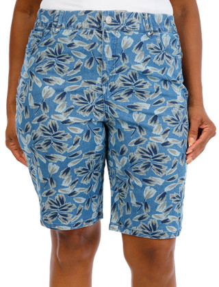 Thumbnail 1: Coral Bay Petite Floral Denim Shorts 