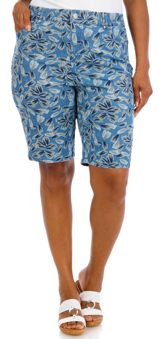 Thumbnail 3: Coral Bay Petite Floral Denim Shorts 