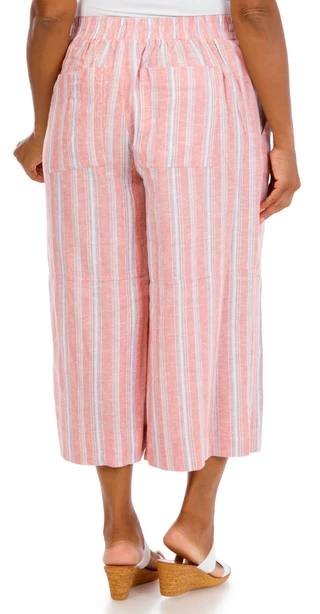 Thumbnail 3: Coral Bay Plus Yard Stripe Linen Blend Capris 