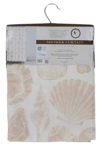 Thumbnail 2: Panama Jack 72x72 Shell Toile Taupe Shower Curtain 