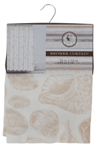 Thumbnail 1: Panama Jack 72x72 Shell Toile Taupe Shower Curtain 