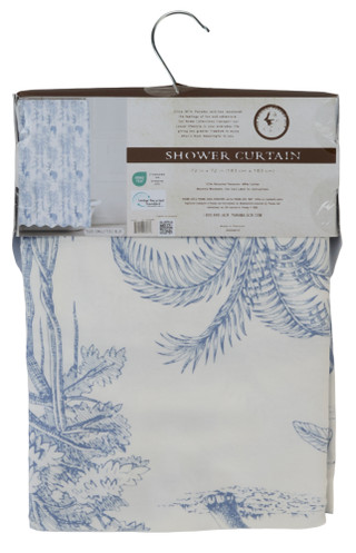 Thumbnail 2: Panama Jack 72x72 Tiger Jungle Toile Blue Shower Curtain 