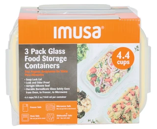 Thumbnail 2: Imusa 3 Pk Glass Food Storage Containers 