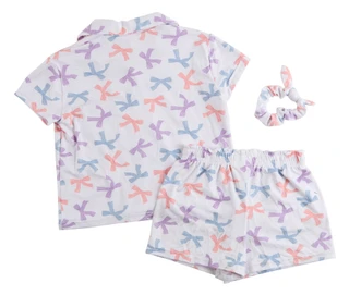 Thumbnail 2: Btween Little Girls 2 Pc Bow Pajama Shorts Set 