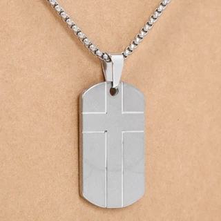 Thumbnail 3: True Religion Men's Silver Cross Dog Tag Necklace  