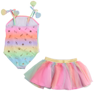 Thumbnail 2: BMAGICAL Little Girls 2 Pc Tutu & One Piece Swimsuit Set 