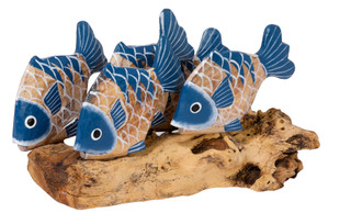 Thumbnail 1: JD YEATTS Wooden School of Fish Home Accent 