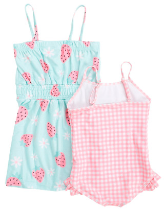 Thumbnail 2: BMAGICAL Little Girls 2 Pc Poplin Coverup & One Piece Swimsuit Set 