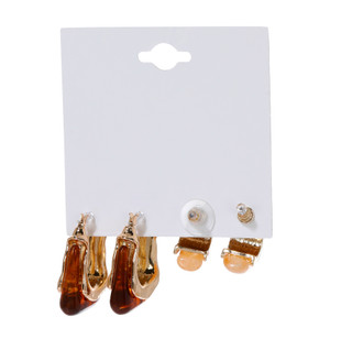 Thumbnail 2: Noir 2 Pk Resin Gem Earrings 